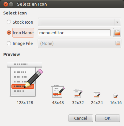 Easily change and preview your menu’s icons with a quick glance at common icon sizes.