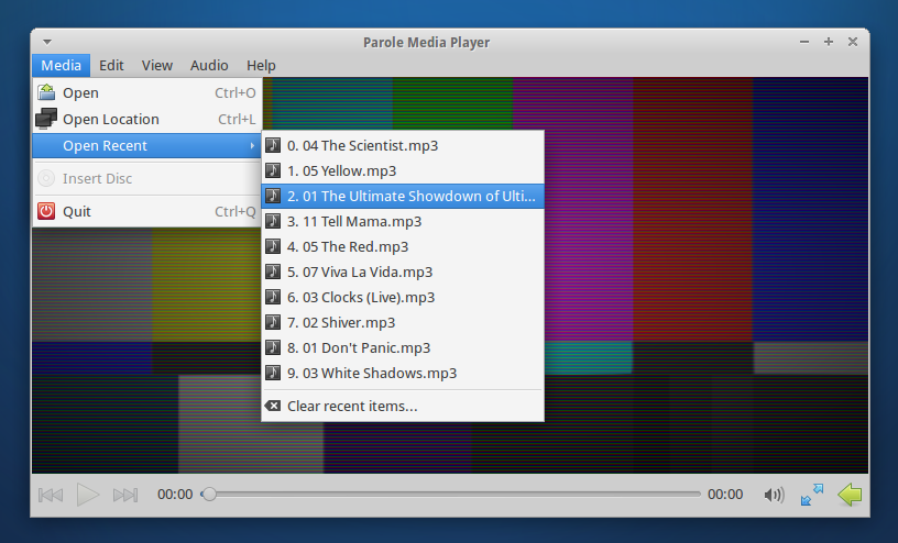 Recent files are now easily accessible and cleared in Parole Media Player.