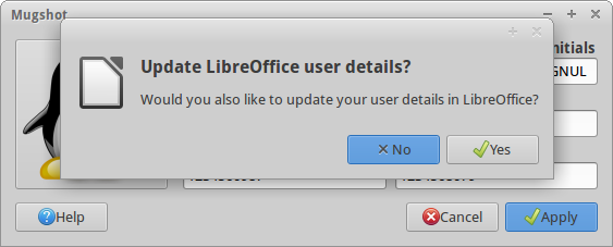 as well as your LibreOffice user details.