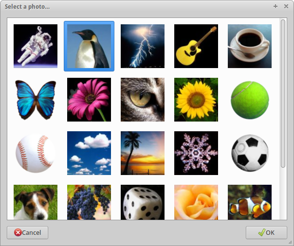 If installed, choose your profile image from your system’s installed “faces”.