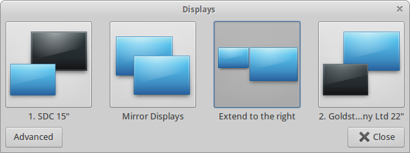 A quick selection tool for common display configurations.