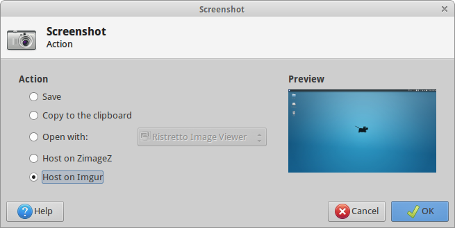 The Xfce Screenshooter can now upload screenshots to Imgur