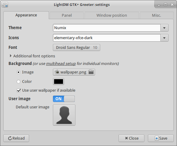 Greeter Settings without CSD