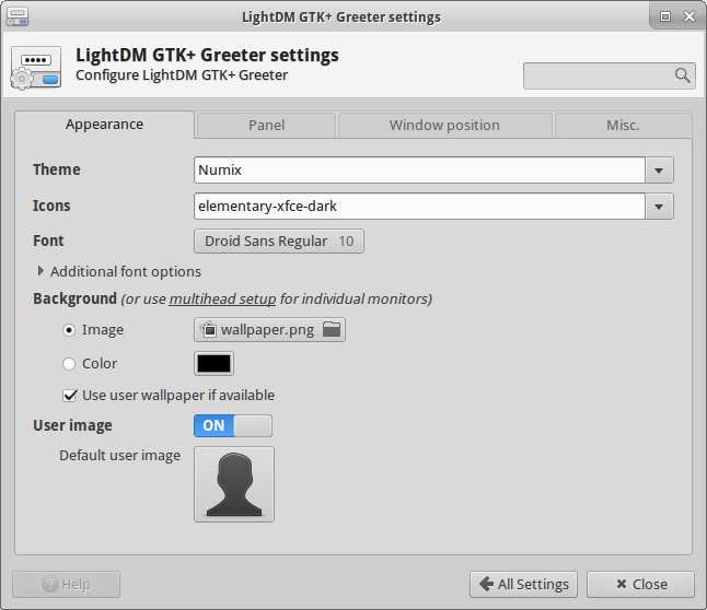 Xfce Settings Manager Integration