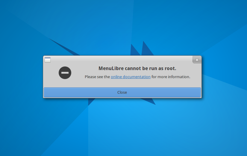 MenuLibre 2.1.0 when run as root