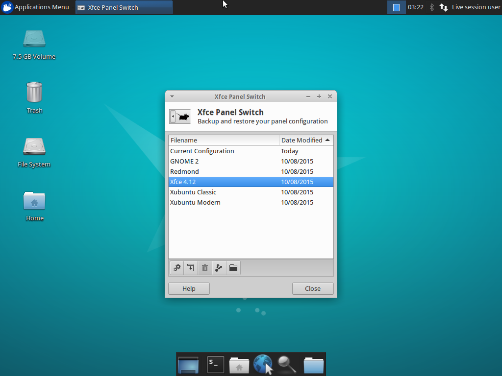 Xfce layout in Xfce Panel Switch