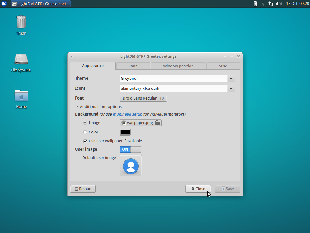 LightDM GTK Greeter Settings