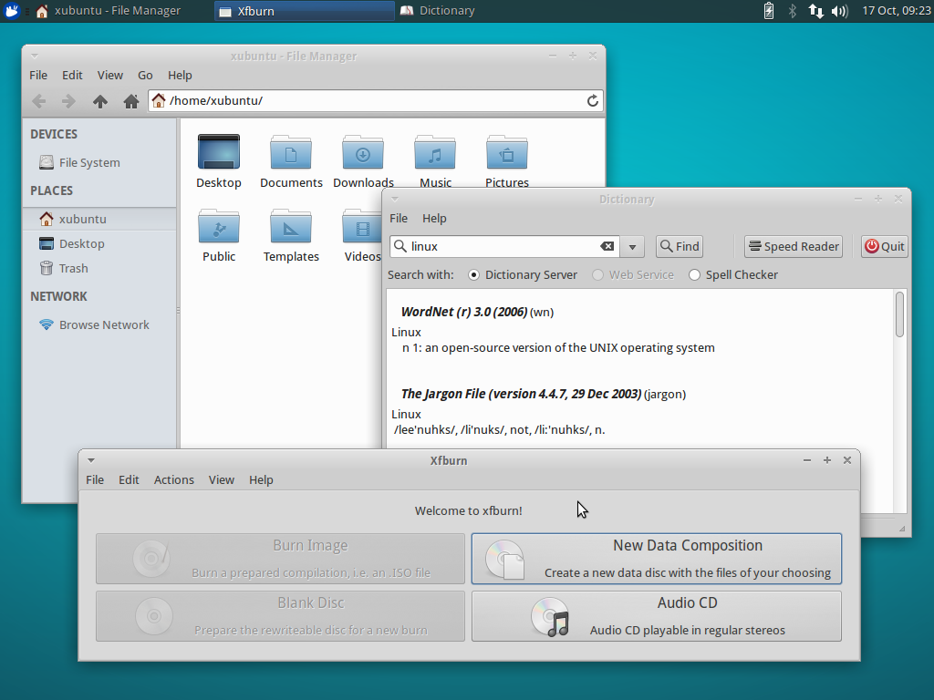 Thunar File Manager, Xfce Dictionary, Xfburn