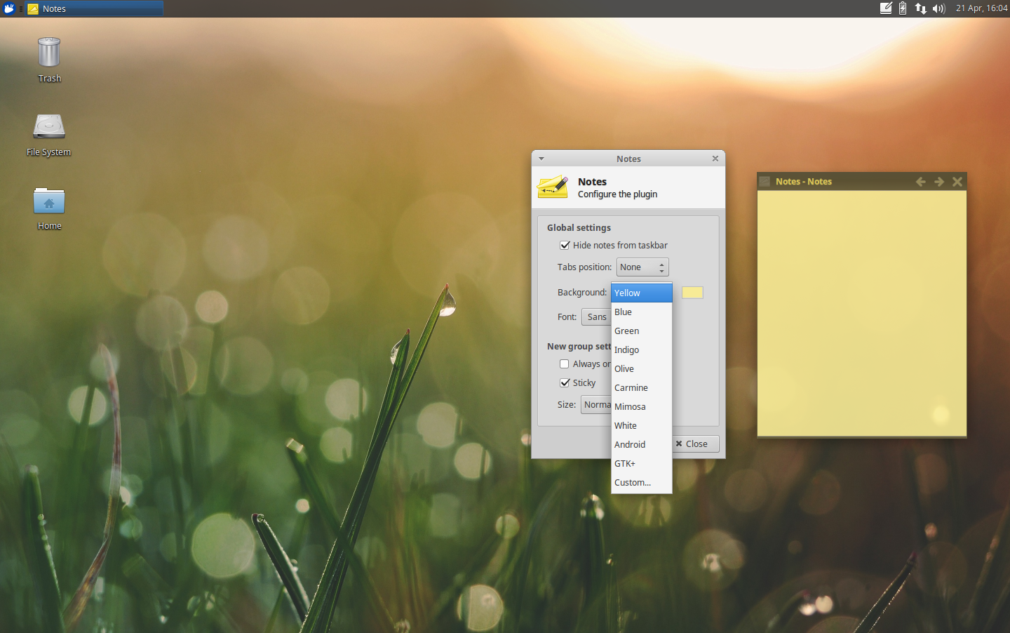 The Xfce notes application replaces the Sticky notes on your desk with an easy, accessible, always available stack of notes.