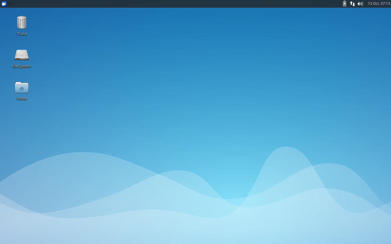 The Xubuntu desktop gets out of your way, showing the wallpaper, panel, a few icons, and nothing else.