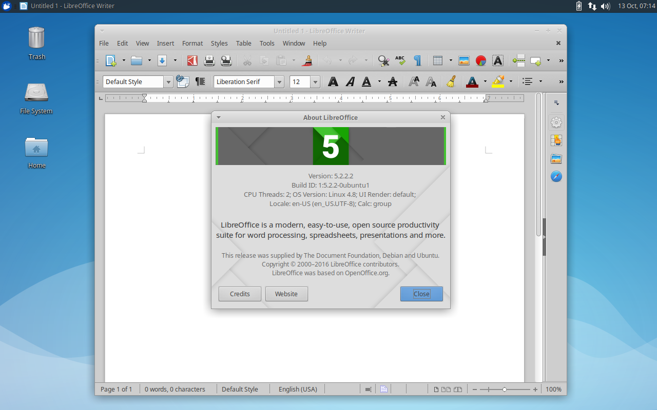 LibreOffice is included for Microsoft Office compatibility and offline productivity.