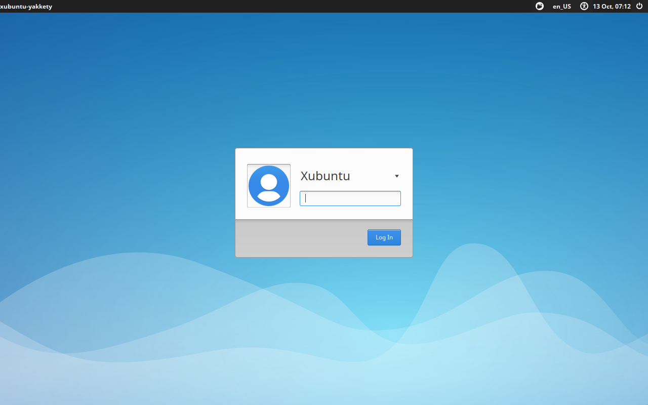 The Xubuntu 16.10 login screen is a bright, bold first impression that keeps your computer safe.