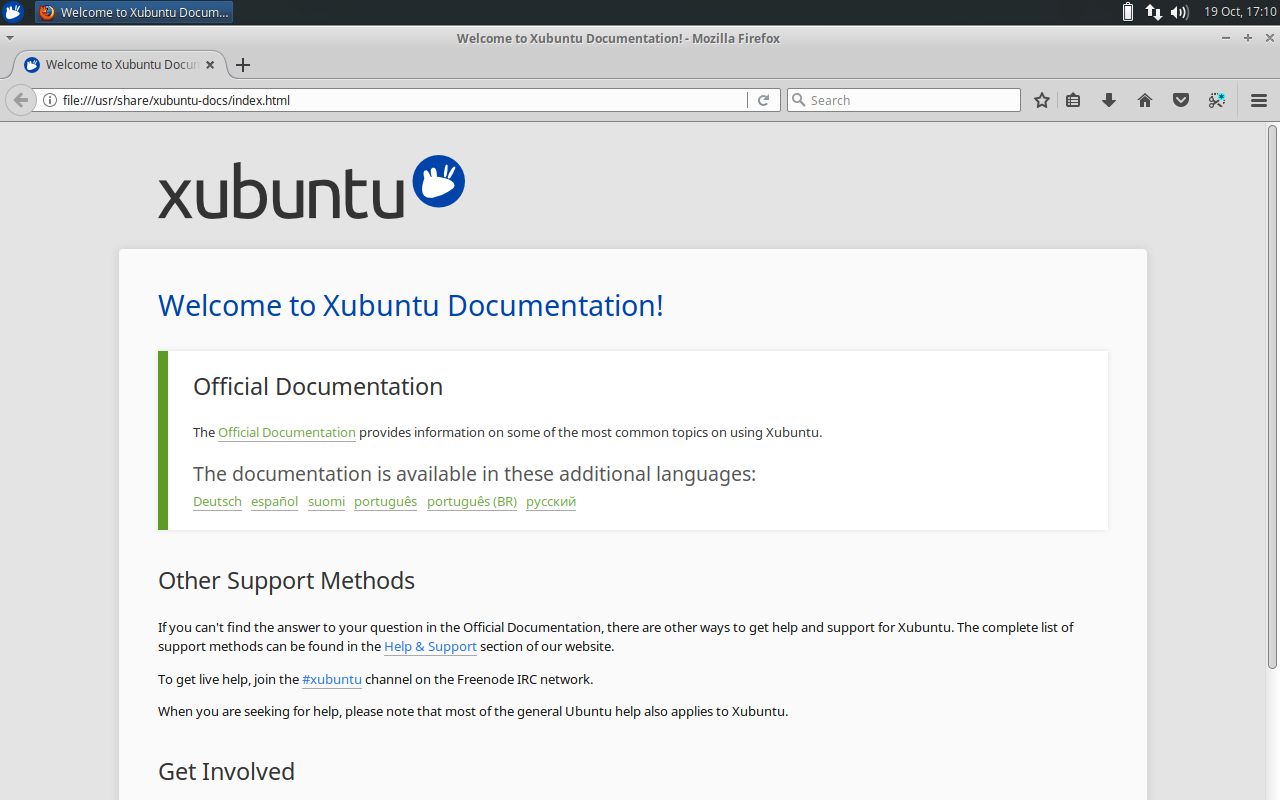 Xubuntu's documentation is available offline to make getting support fast and easy.