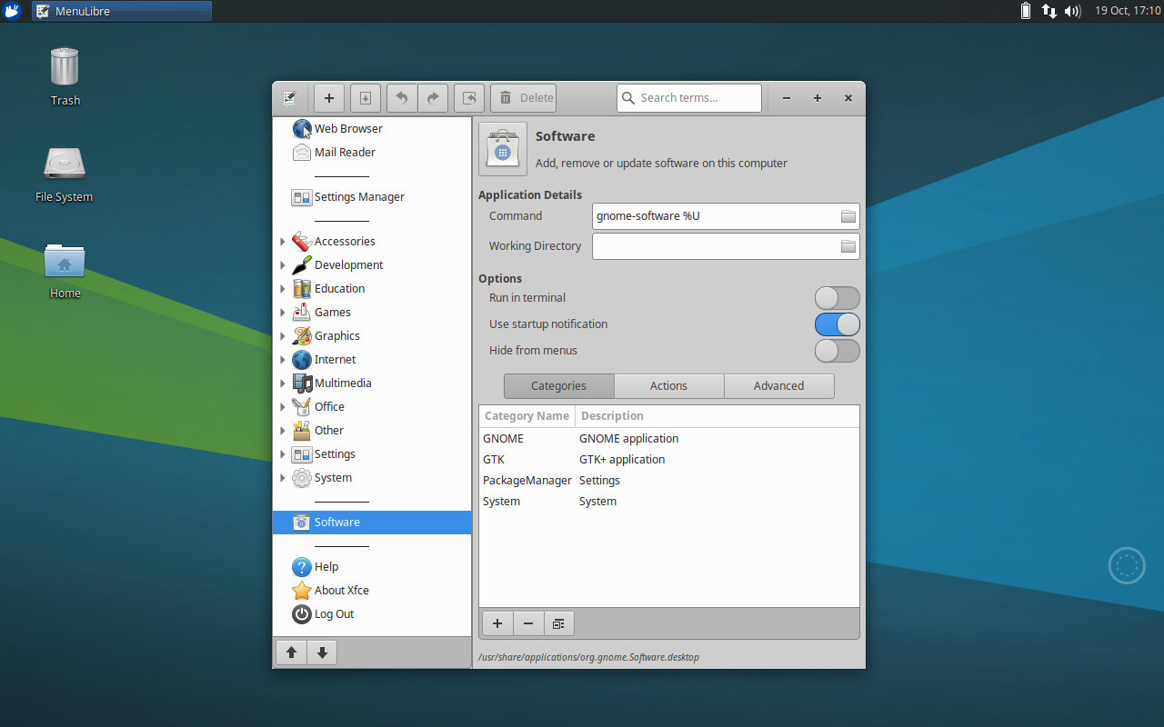 Xubuntu 17.10 features the latest MenuLibre, an easy-to-use editor for the applications menu.