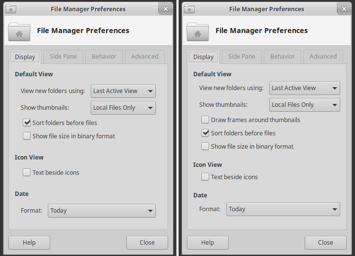 Thunar’s Preferences dialog needed minimal changes.