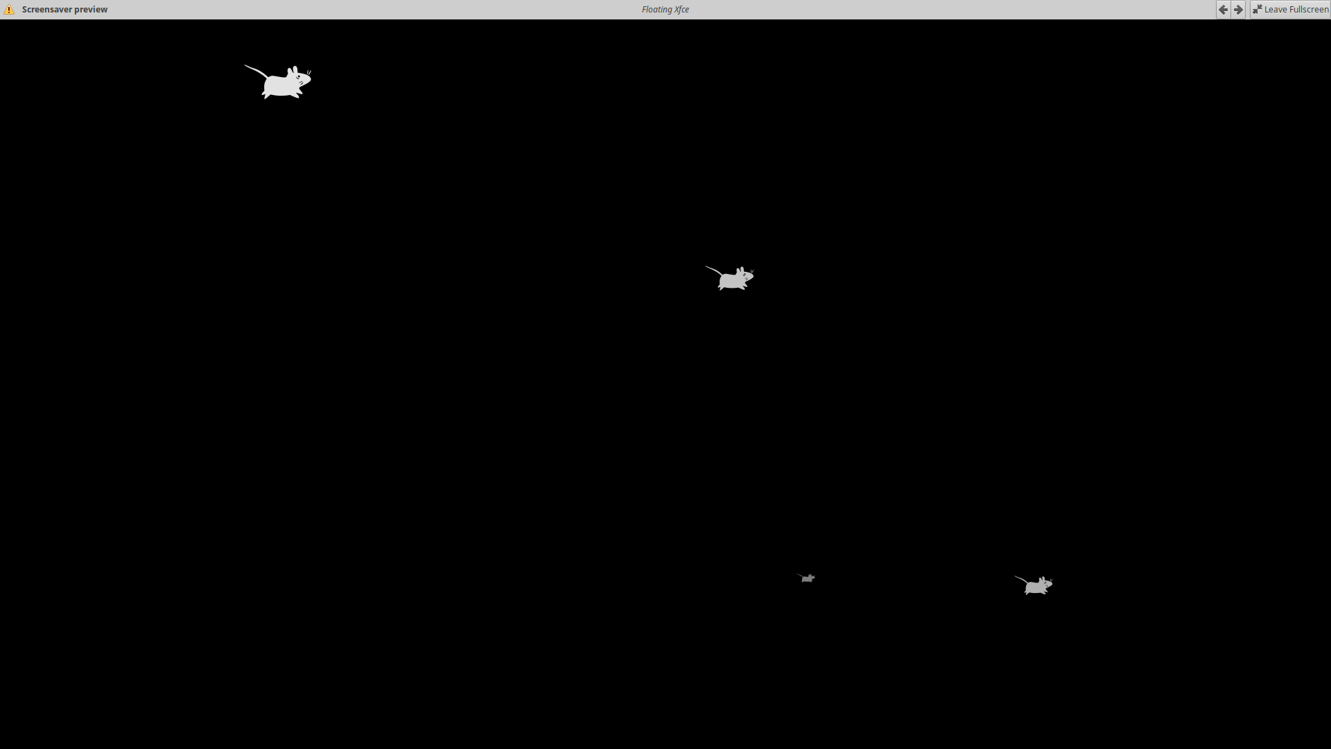 The new Floating Xfce screensaver features the Xfce mouse running all over the screen.