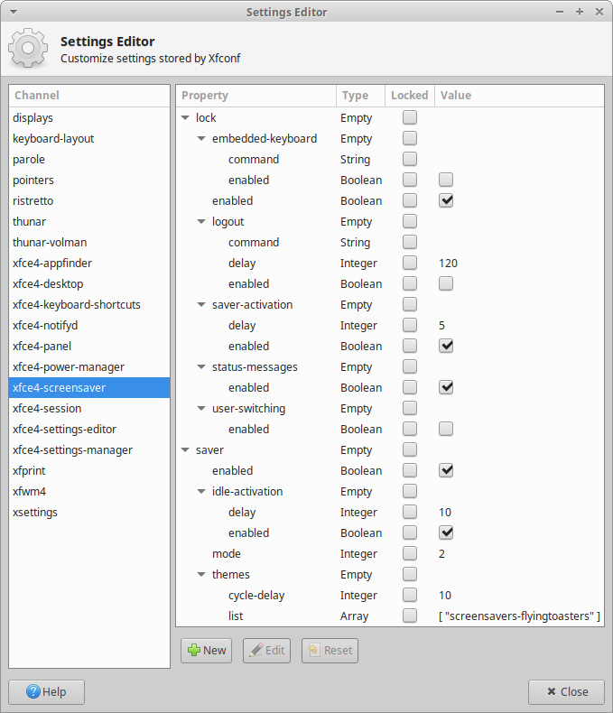 Xfconf Properties