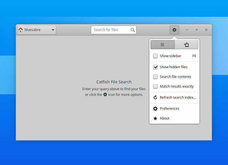 Catfish 1.4.10 features a refreshed application menu that's easier to read and use.