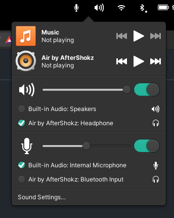 Input and output device selection in the Sound Indicator.