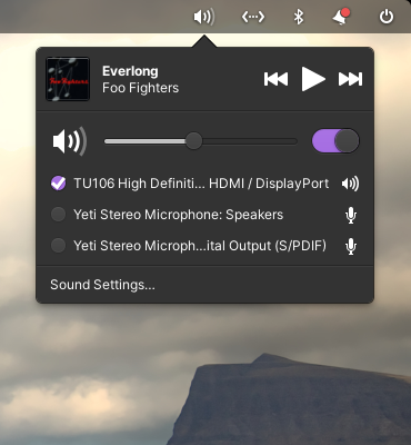 MPRIS players from web browsers disappear once they’re complete. Secondary audio devices can be easily activated after being used once, simplifying switching between audio setups.