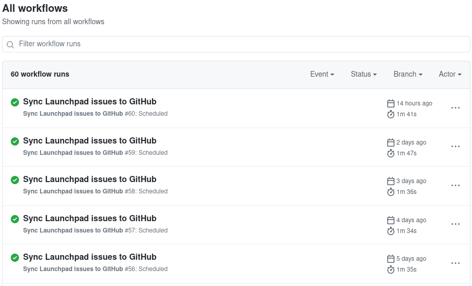 Syncing issues from Launchpad makes it easier to browse issues from a single location on GitHub.