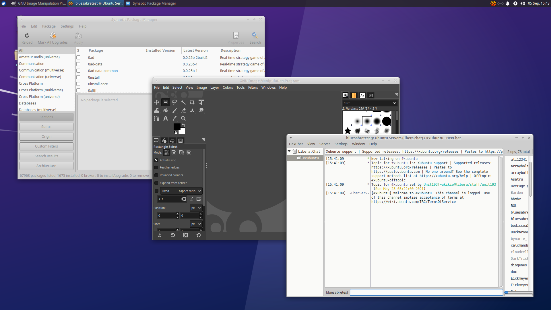 Synaptic 0.91.2, GIMP 2.10.32, and Hexchat 2.16.1 are just a few of Xubuntu’s core applications.