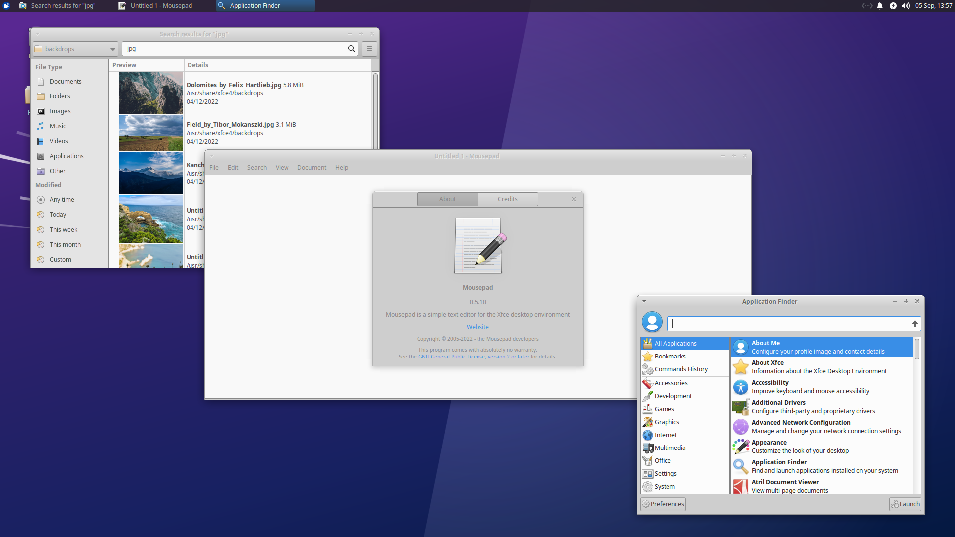 Xubuntu 22.10 includes the latest Xfce 4.16 and 4.17 components.