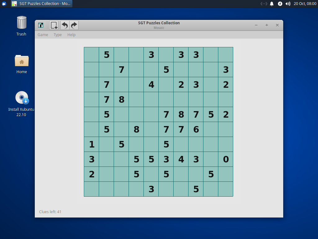 Mosaic, the new grid-filling puzzle from Simon Tatham.