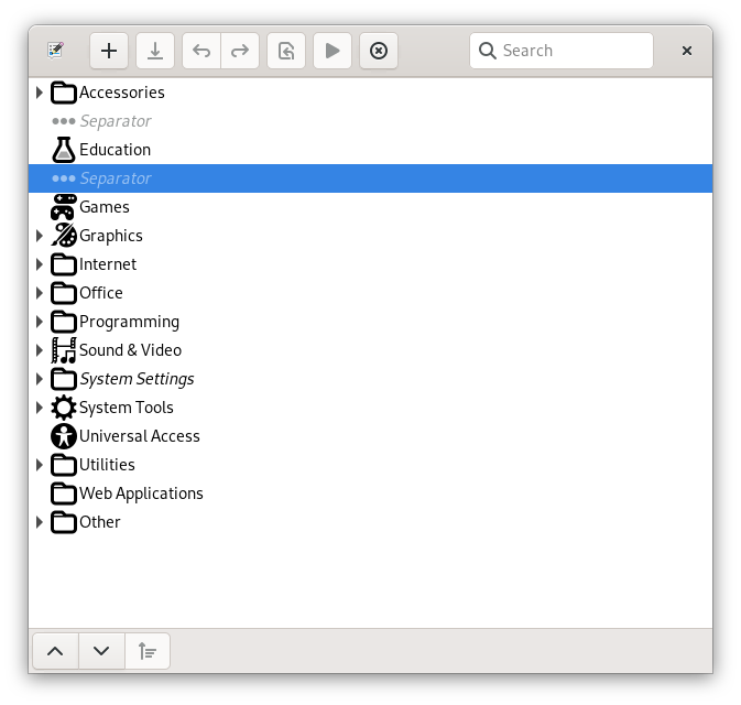 Left: The icon browser dialog, sporting a new headerbar, full-length search bar, and cleaner icons. Center: Separators, visible again, but not too visible. Right: When you can’t delete a file, now you can know why.