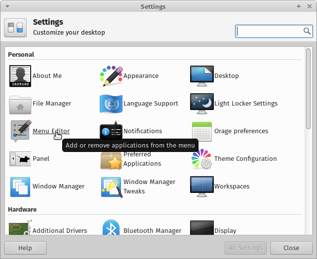 MenuLibre Xfce settings menu integration